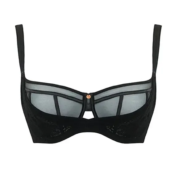 Curvy Kate Scantilly Peek-A-Boo Lace Balcony Bra size 34L Black New - Picture 1 of 13